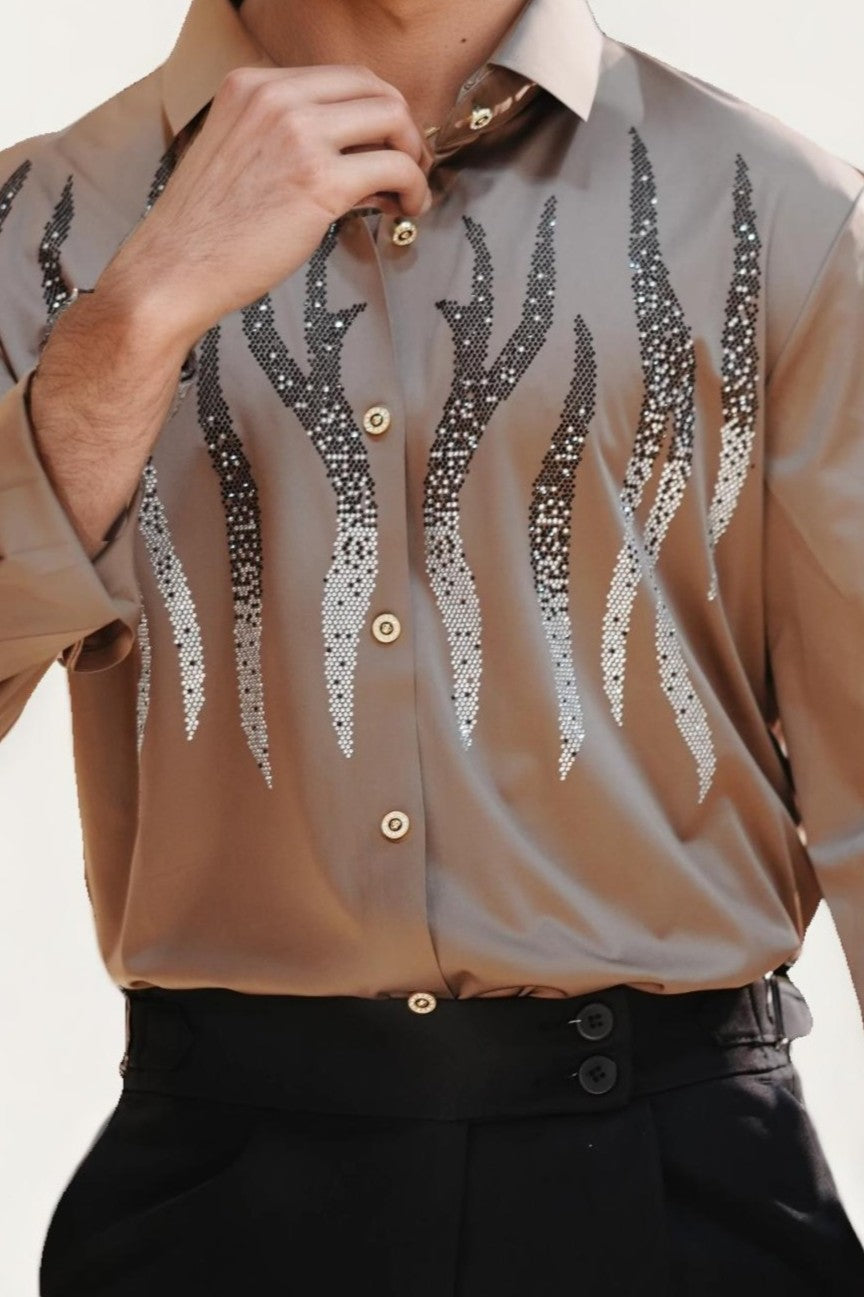 Brown imported embellished shirt