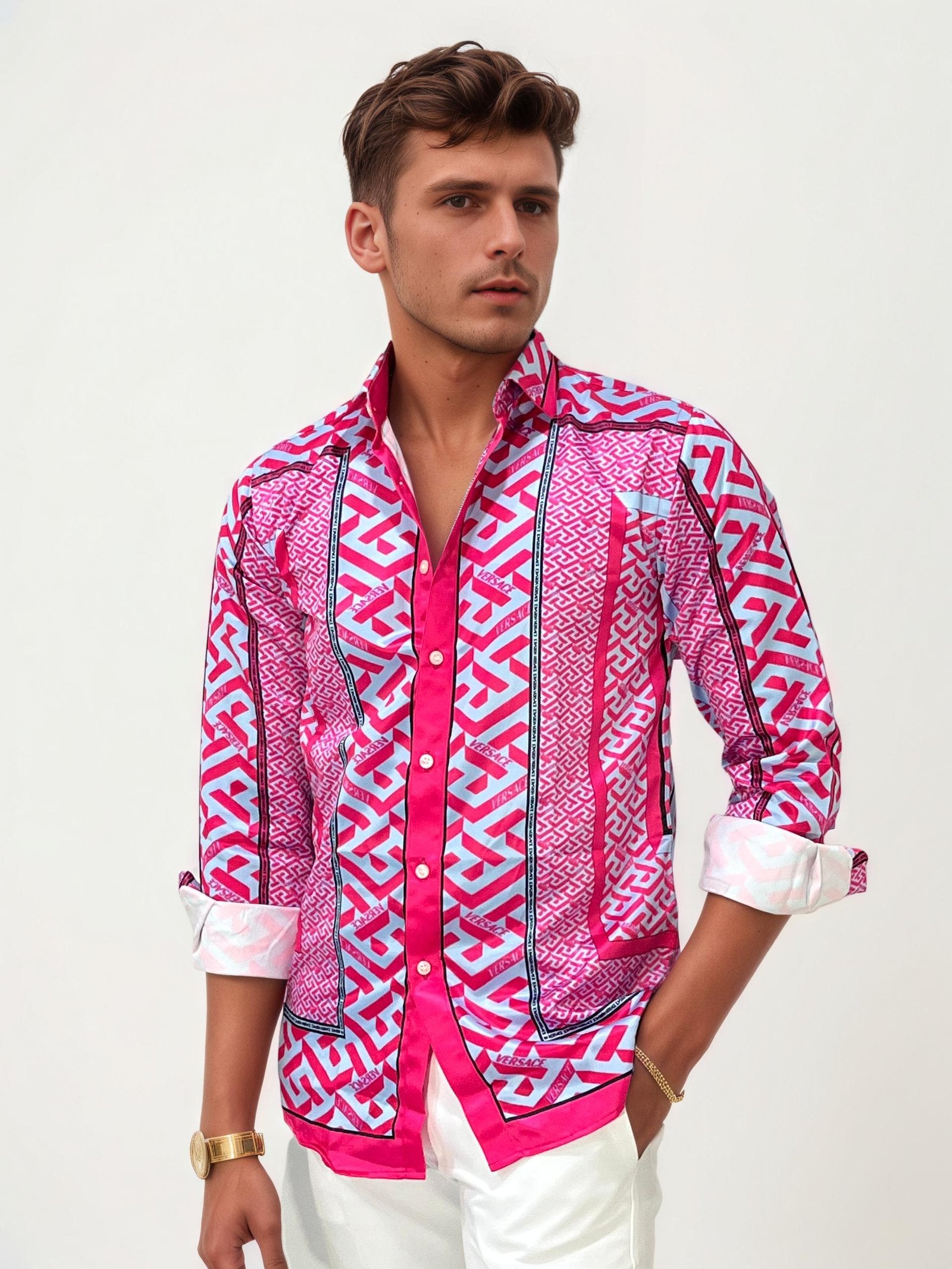 Satin Printed Shirt - Pink
