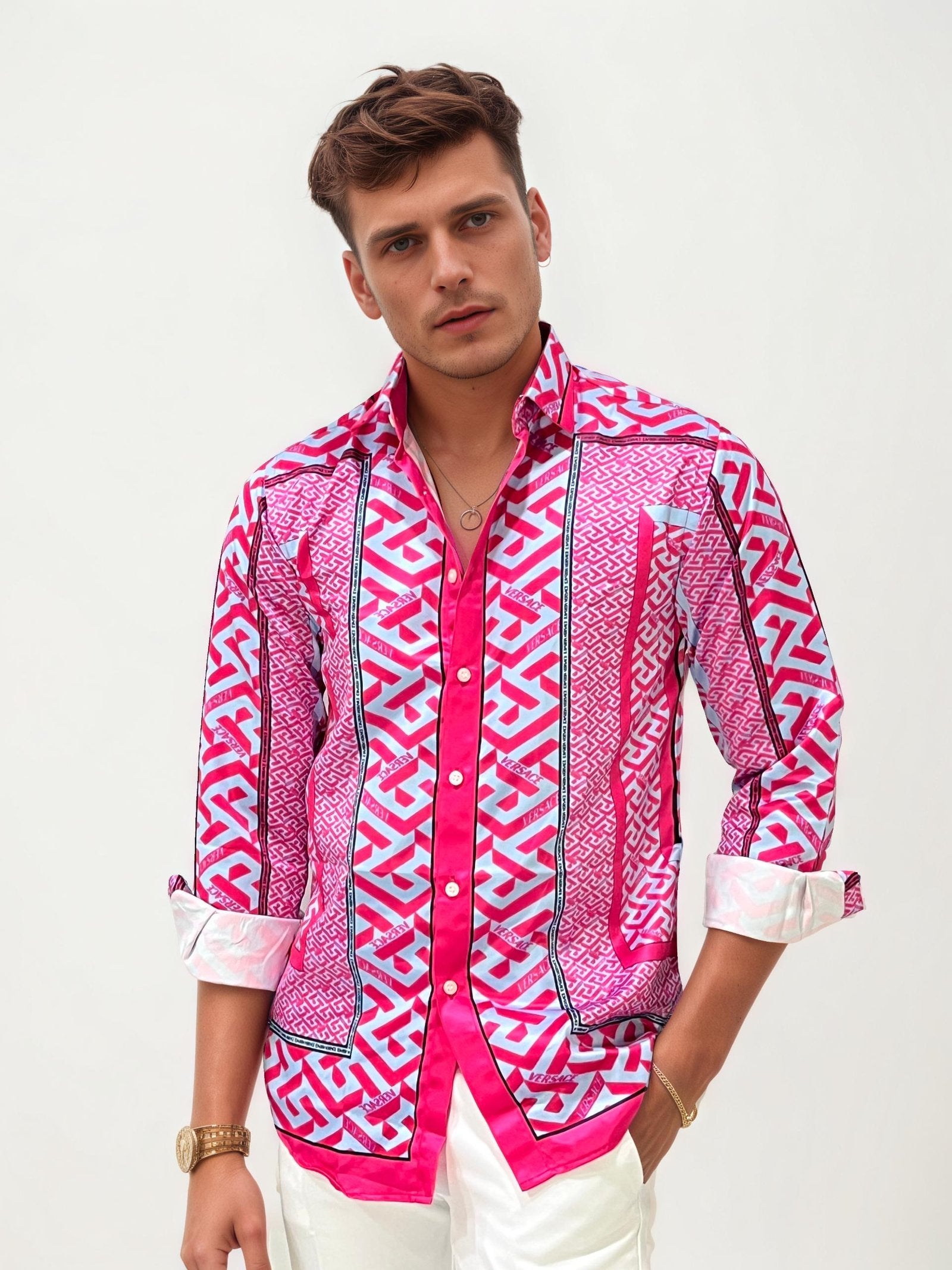 Satin Printed Shirt - Pink