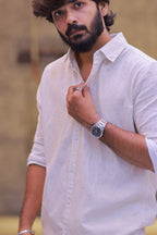 Linen Green Striped Full-Hand Shirt