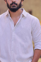 Linen Green Striped Full-Hand Shirt