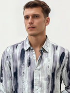 Purple Viscose Regular Fit Printed Shirt