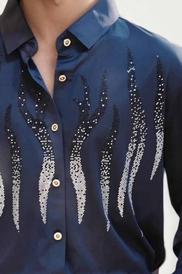 Blue imported embellished shirt
