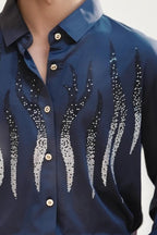 Blue imported embellished shirt