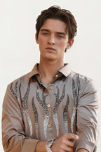 Brown imported embellished shirt