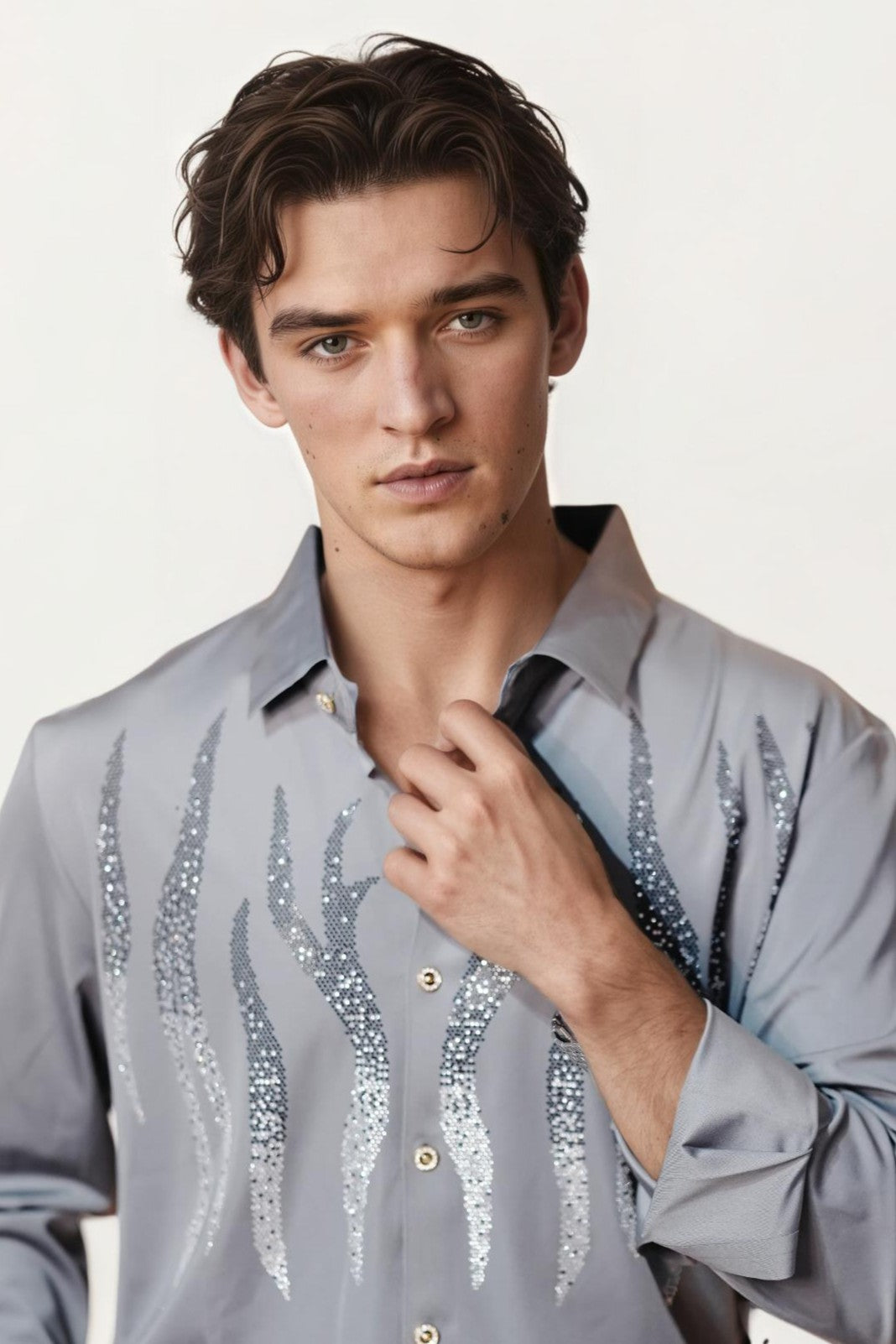 Grey imported embellished shirt