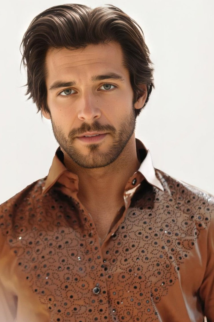 Brown Embellished Shirt