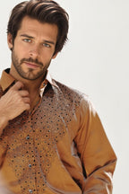 Brown Embellished Shirt