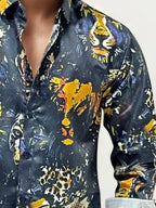 Lion Satin Slim Fit Printed Shirt
