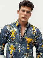 Lion Satin Slim Fit Printed Shirt