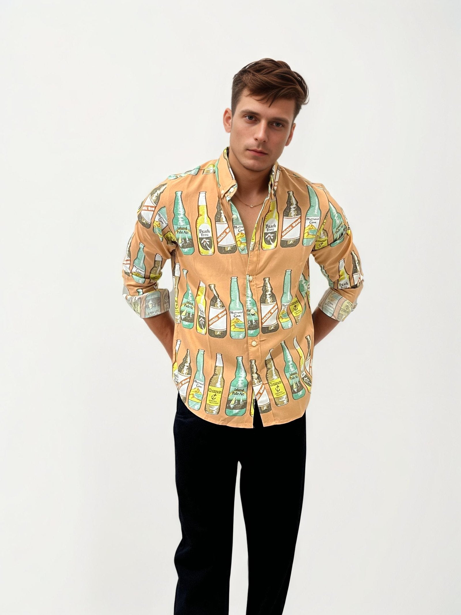 Orange Regular Fit Printed Shirt