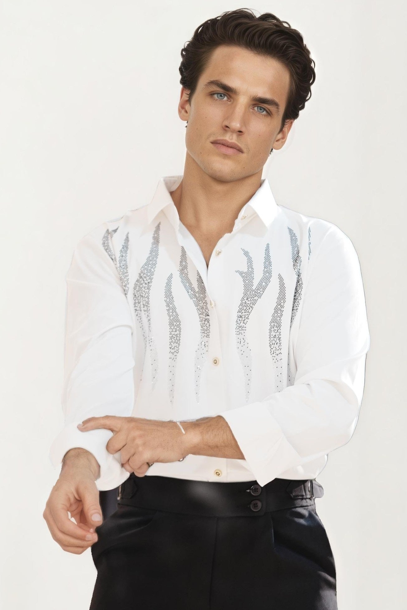 White imported embellished shirt