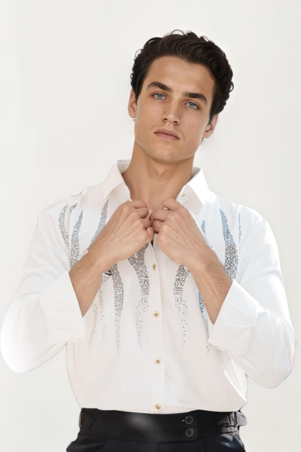 White imported embellished shirt