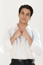 White imported embellished shirt