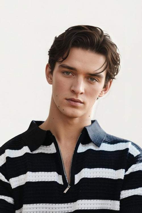 Black Striped Knitted T-Shirt