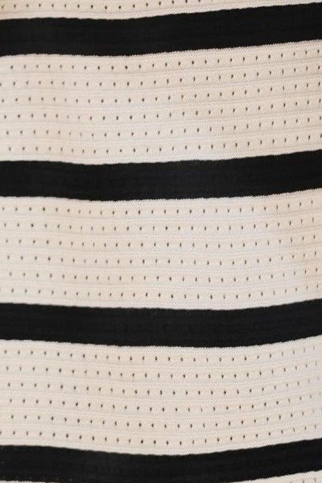 Beige Striped Knitted T-Shirt