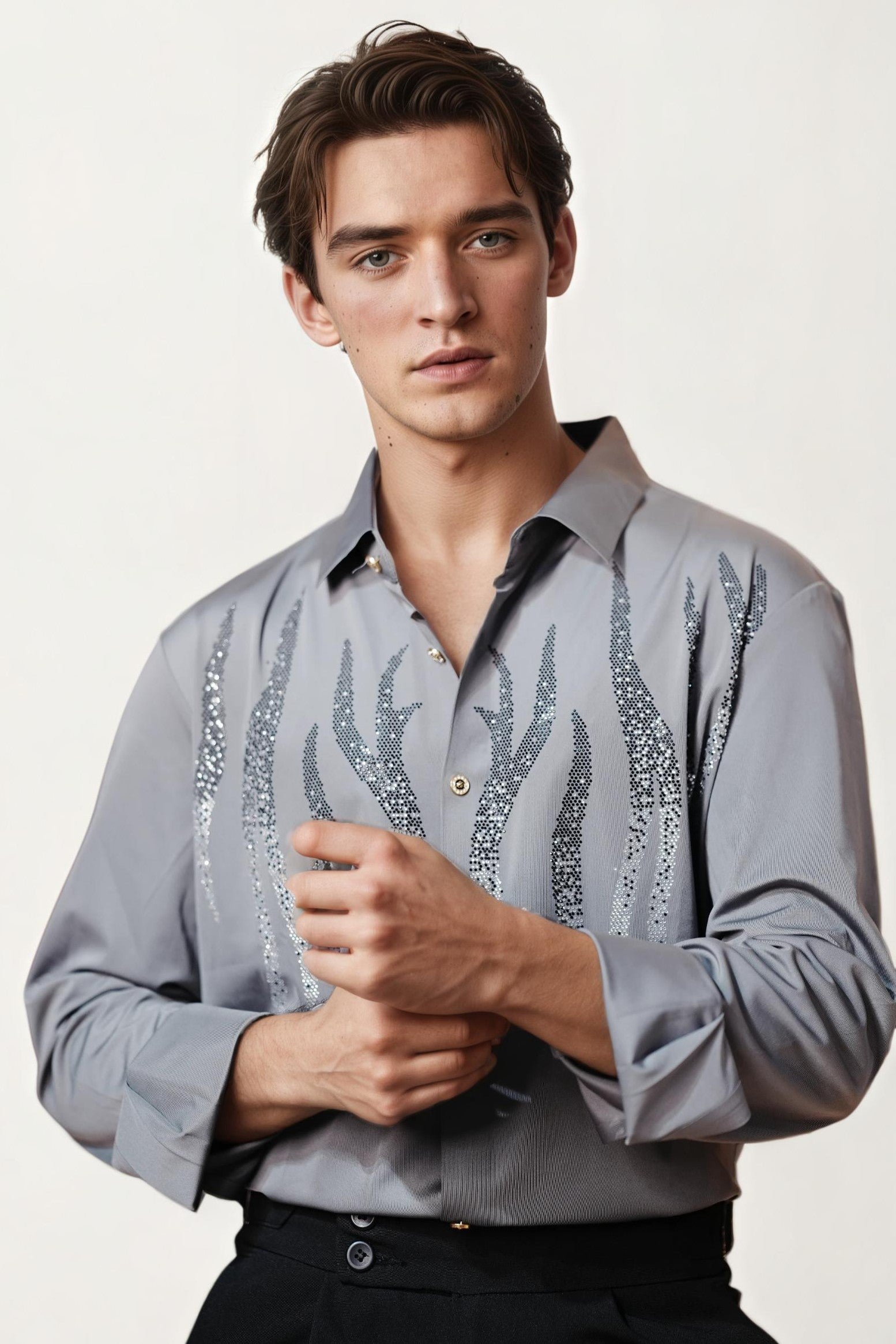 Grey imported embellished shirt