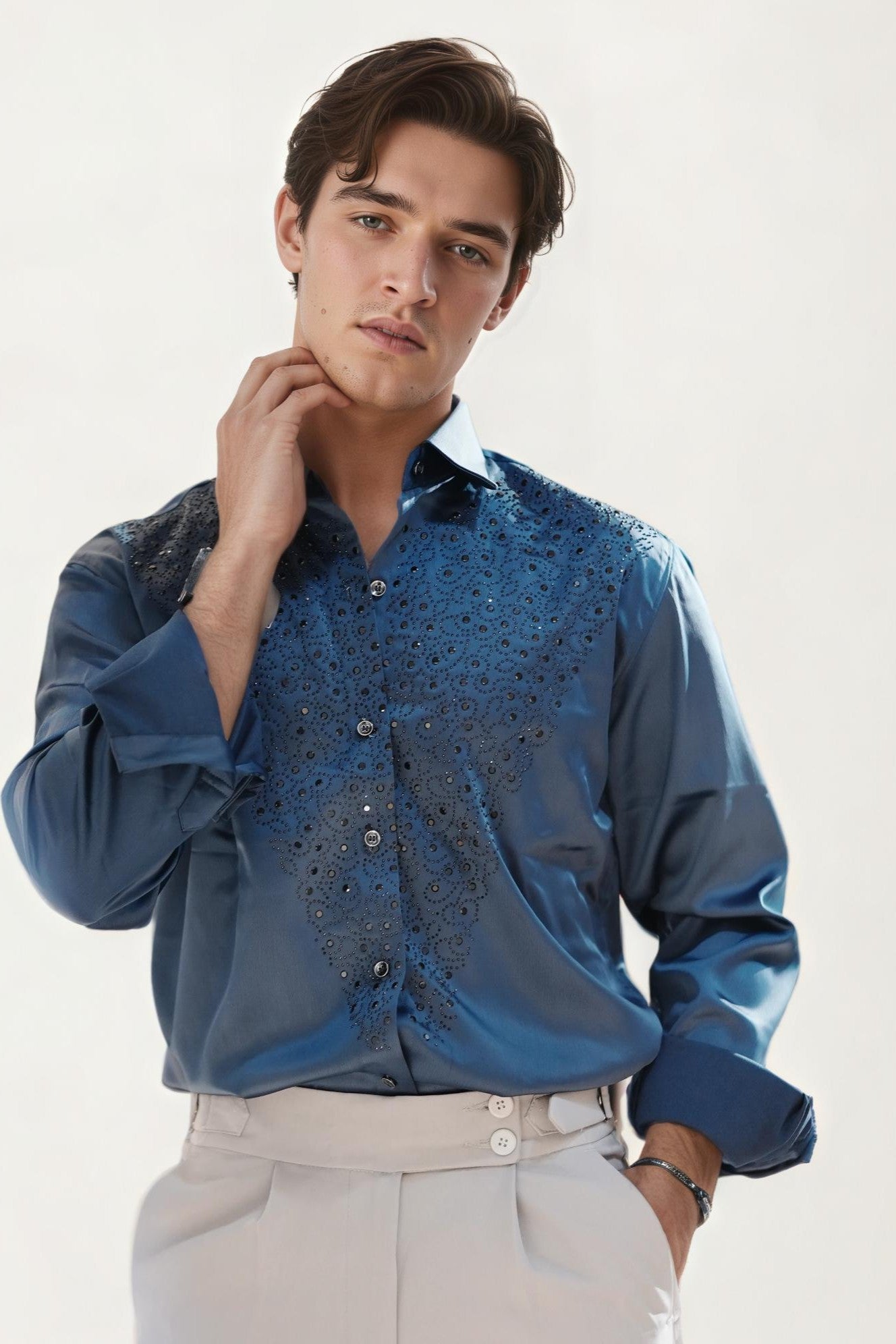 Blue Embellished Shirt