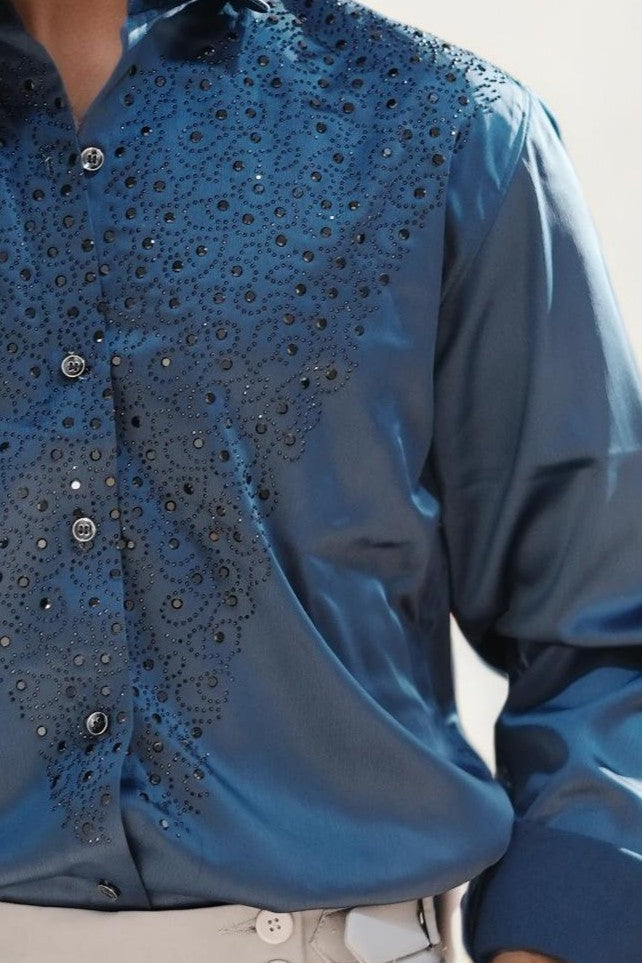 Blue Embellished Shirt