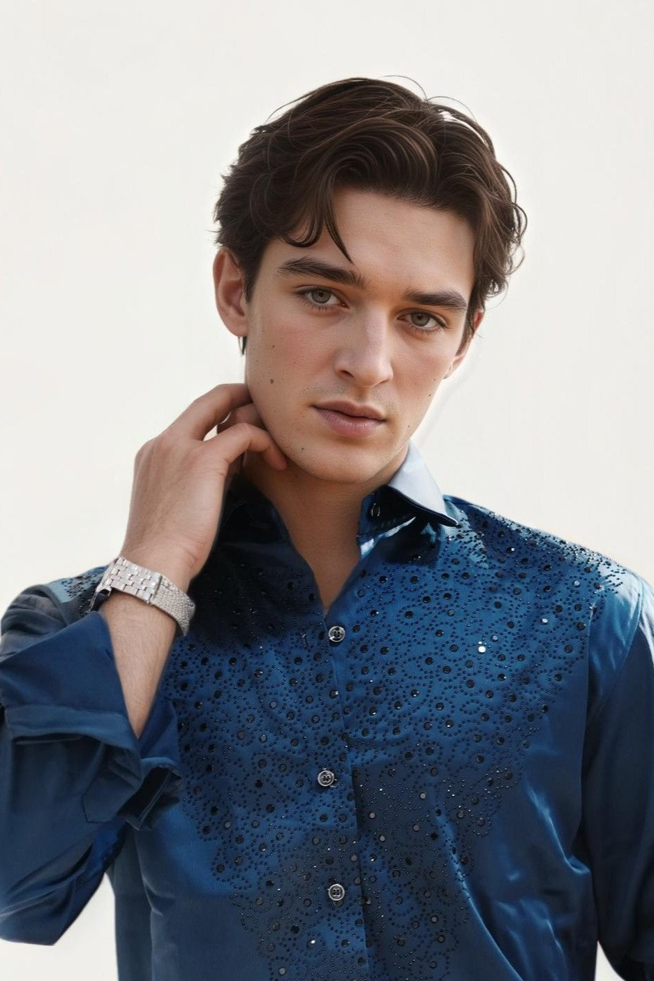 Blue Embellished Shirt