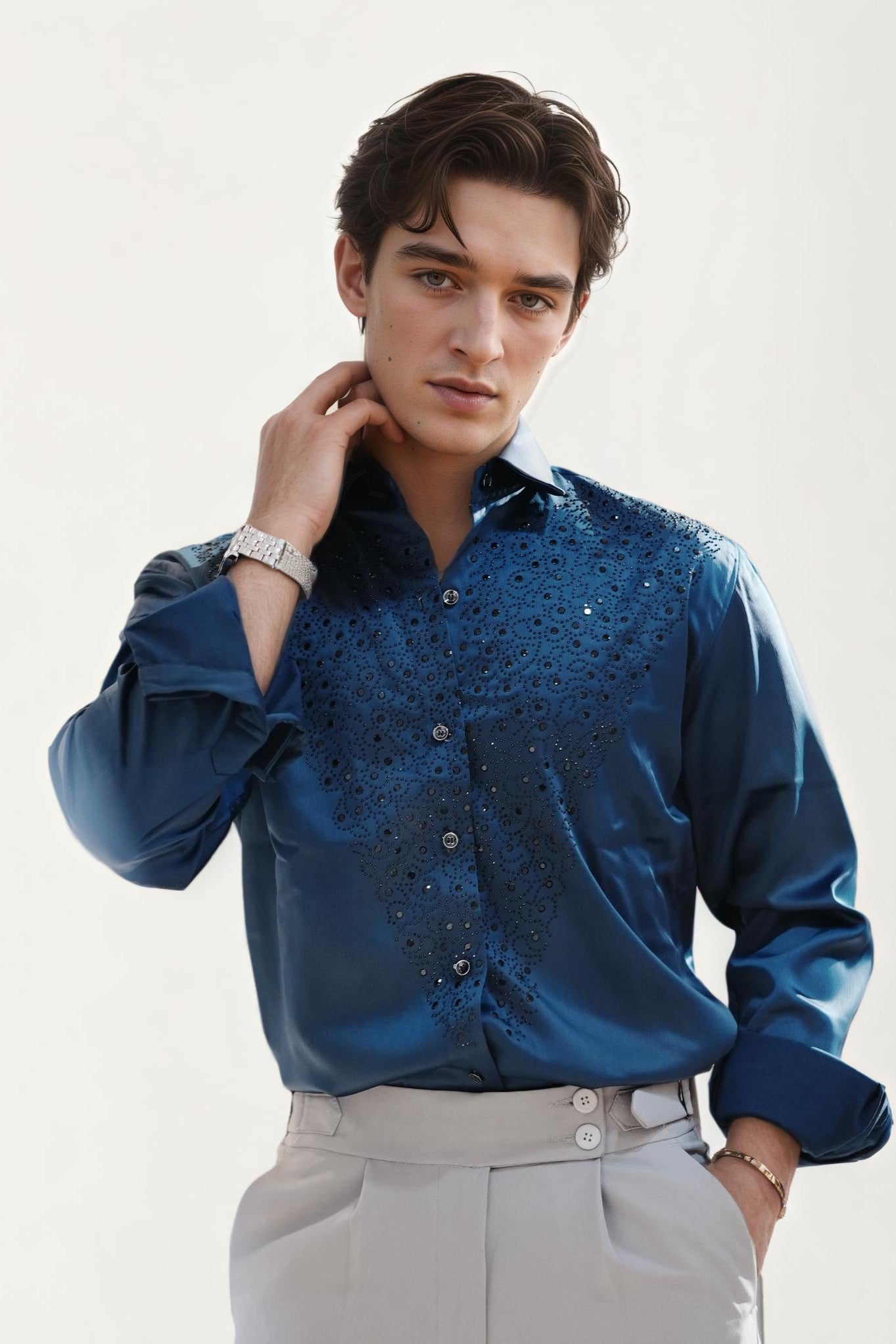 Blue Embellished Shirt