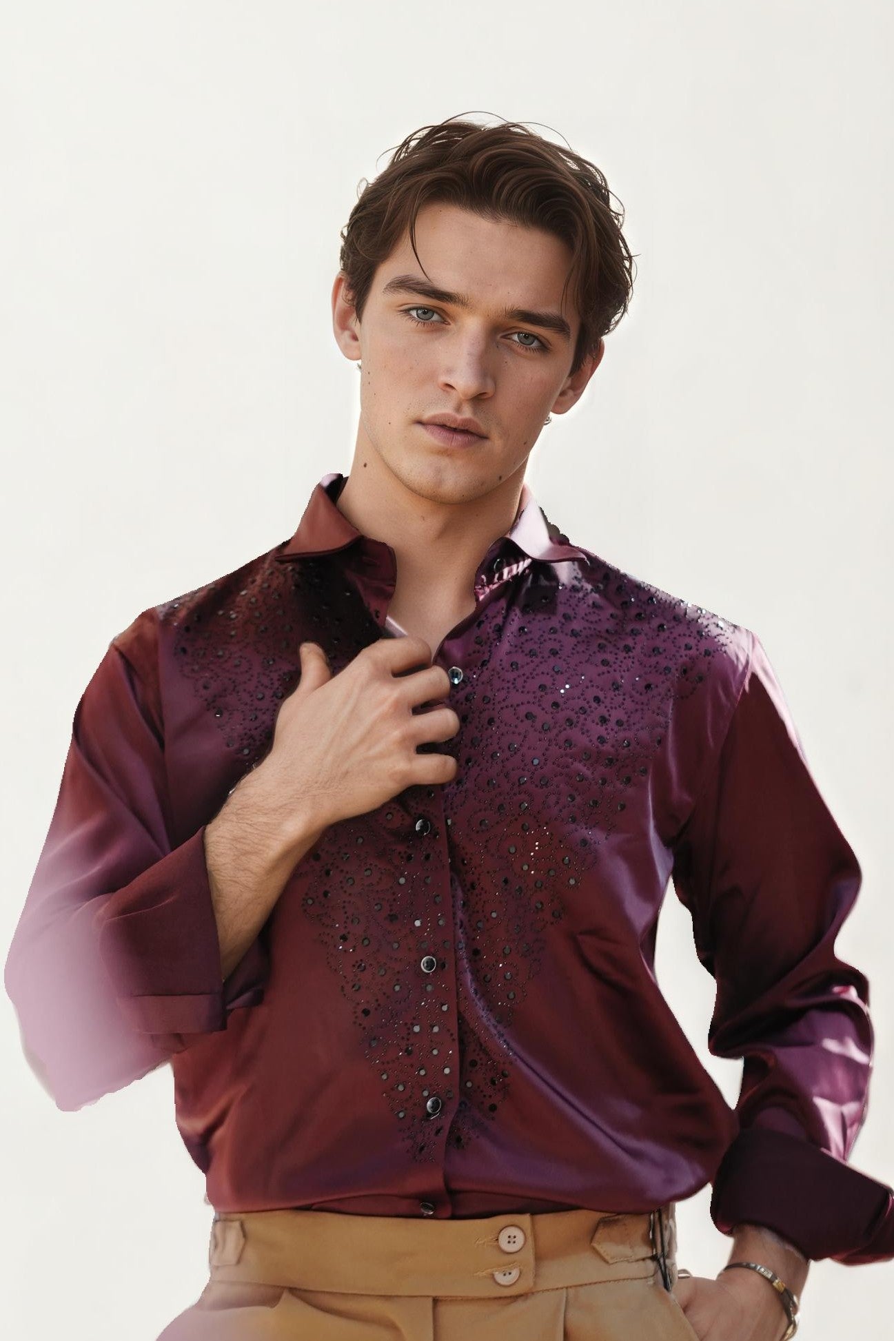 Wine Embellished Shirt