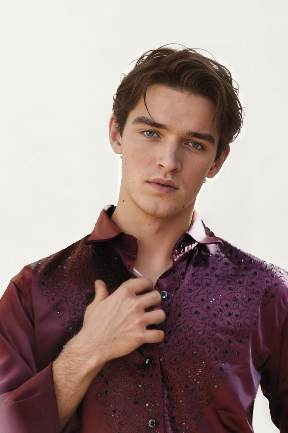 Wine Embellished Shirt