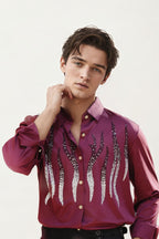 Wine imported embellished shirt
