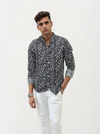 Black Slim Fit Printed Shirt
