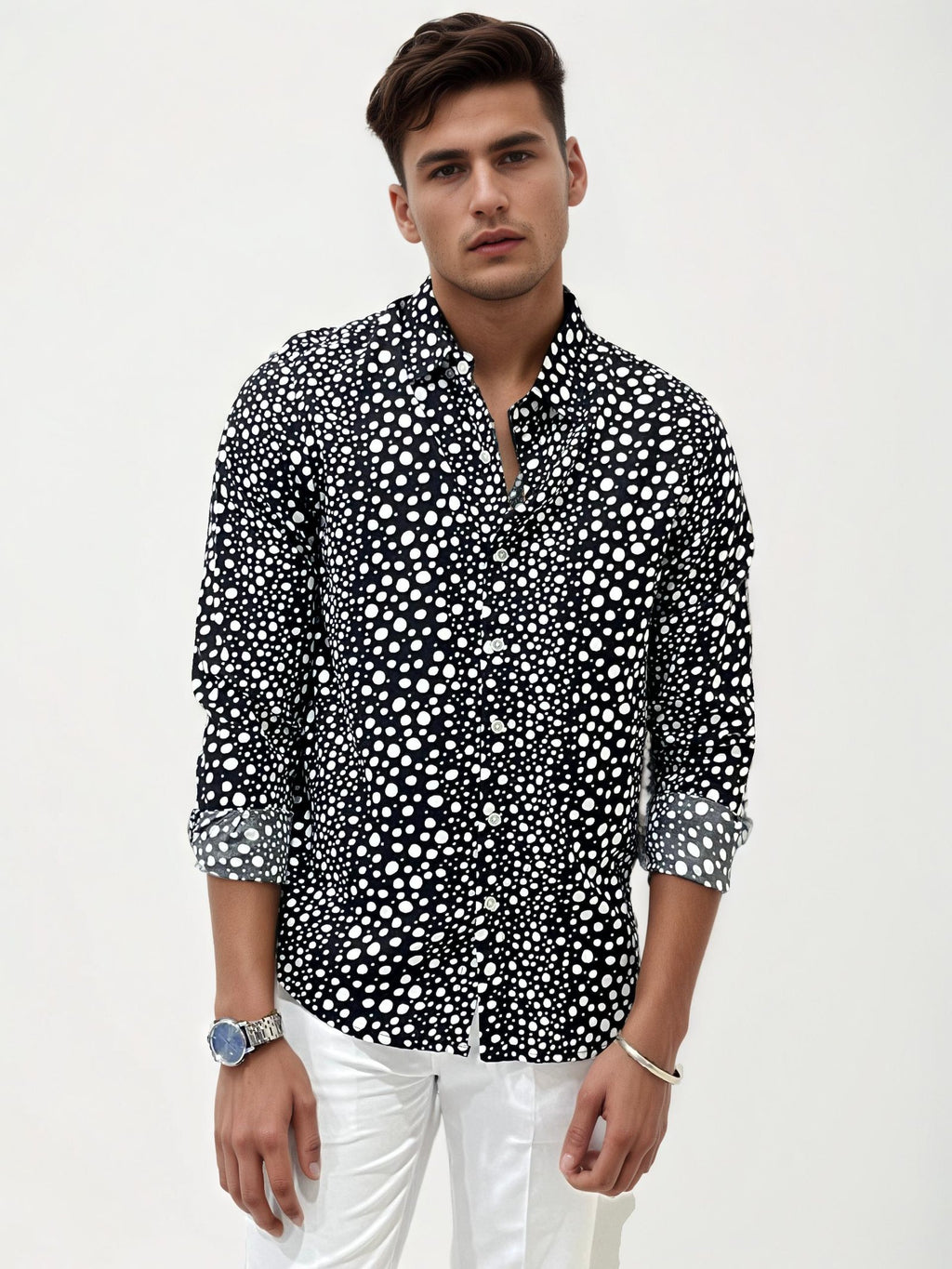 Black Slim Fit Printed Shirt