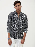 Black Slim Fit Printed Shirt