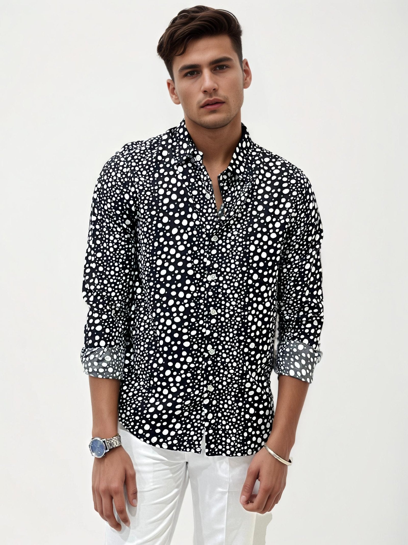 Black Slim Fit Printed Shirt