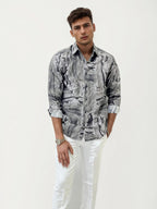 Grey Regular Fit Printed Shirt