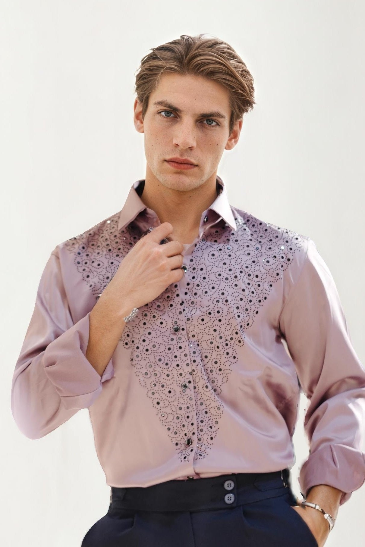 Onion Pink Embellished Shirt