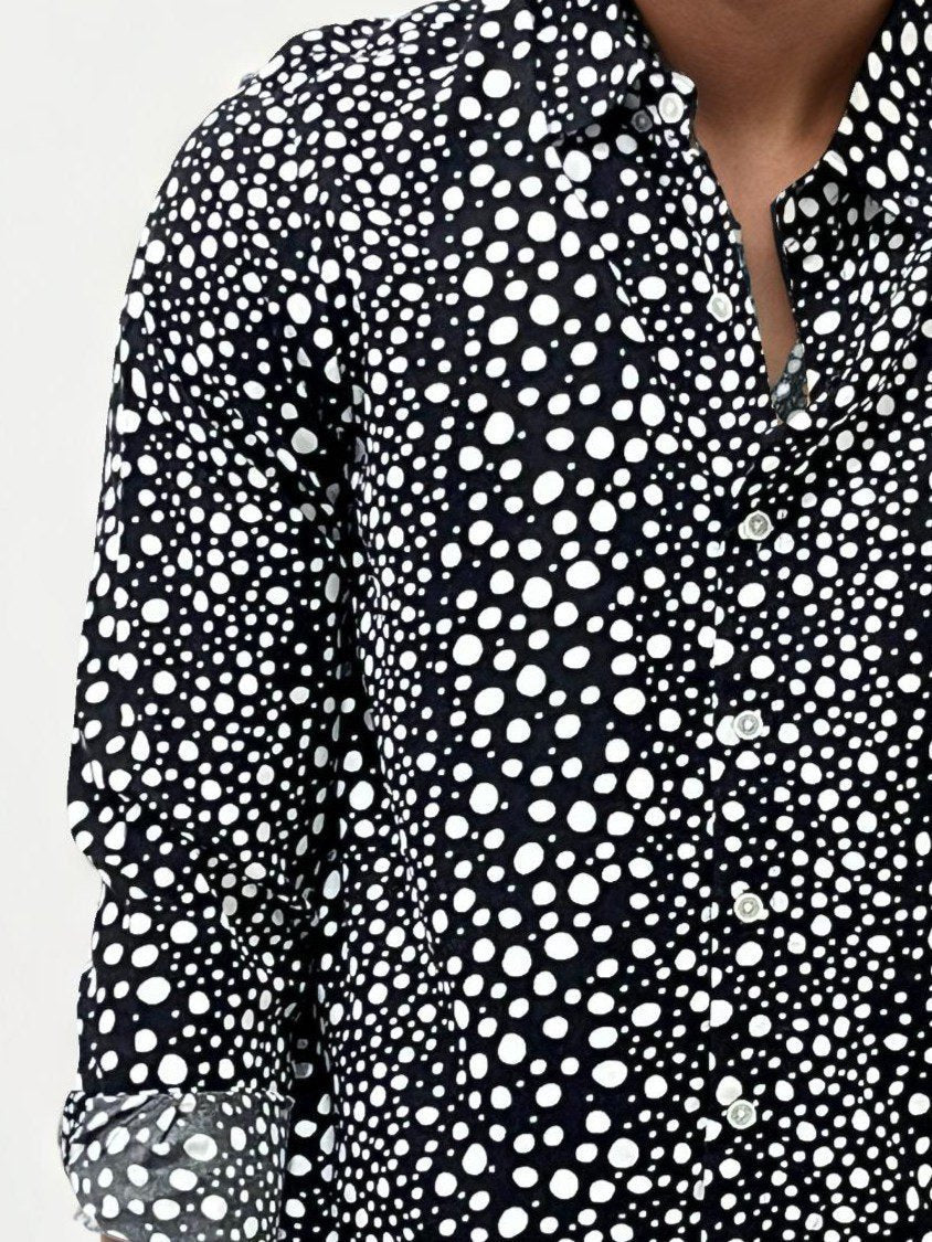 Black Slim Fit Printed Shirt