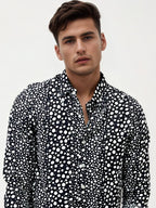 Black Slim Fit Printed Shirt