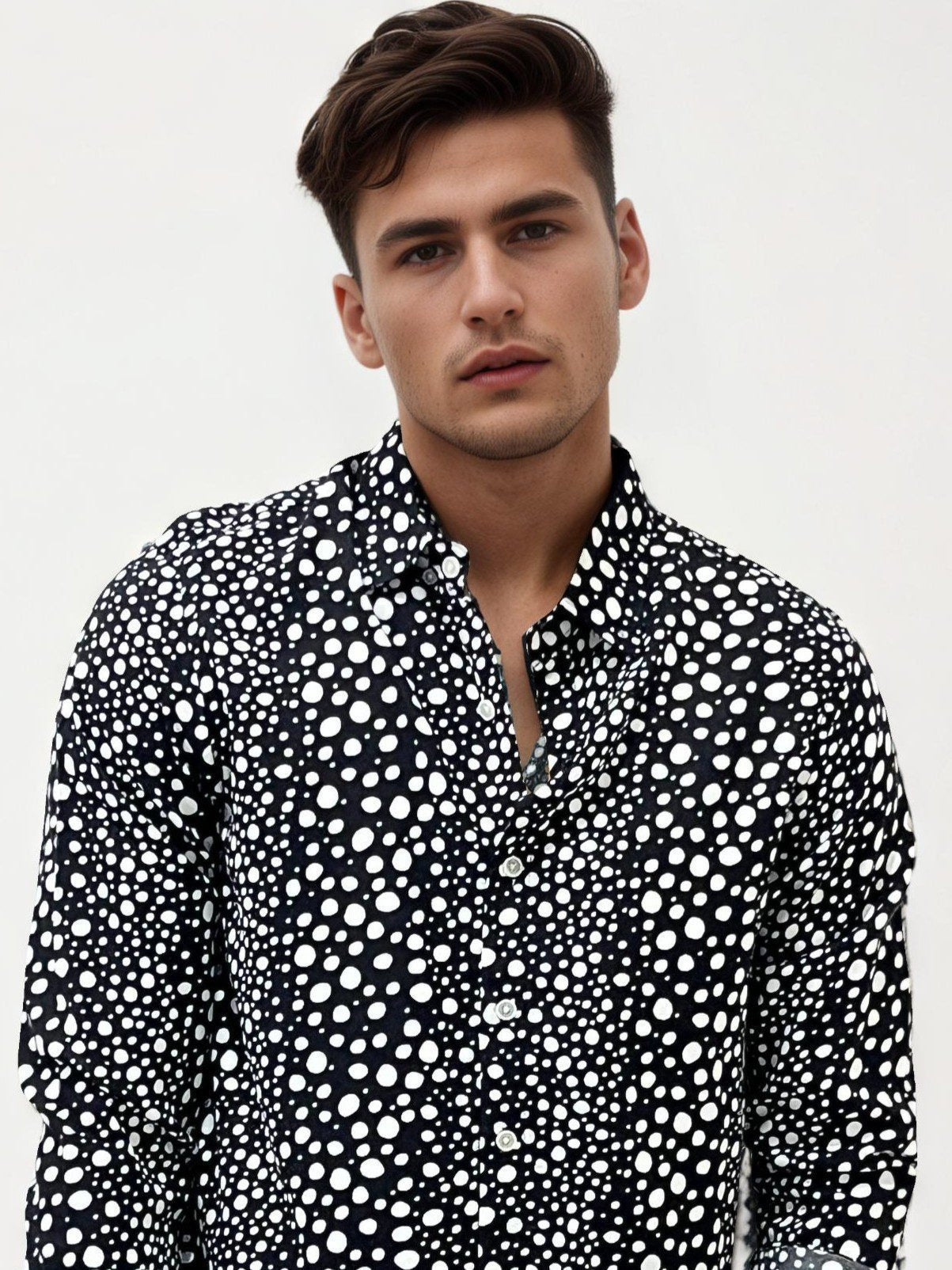 Black Slim Fit Printed Shirt