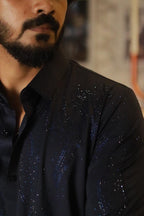 Blue Stone-Work Party-Wear Shirt