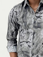 Grey Regular Fit Printed Shirt