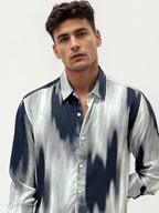 Black Viscose Regular Fit Printed Shirt