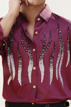 Wine imported embellished shirt