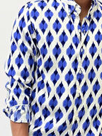 Blue Slim Fit Printed Shirt