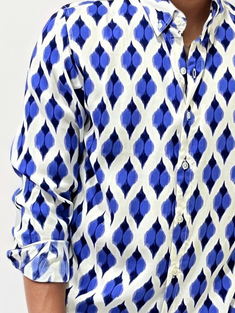 Blue Slim Fit Printed Shirt