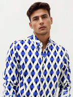 Blue Slim Fit Printed Shirt