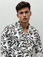 Black & White Printed Slim Fit Shirt