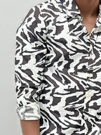 Black & White Printed Slim Fit Shirt