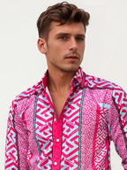 Satin Printed Shirt - Pink