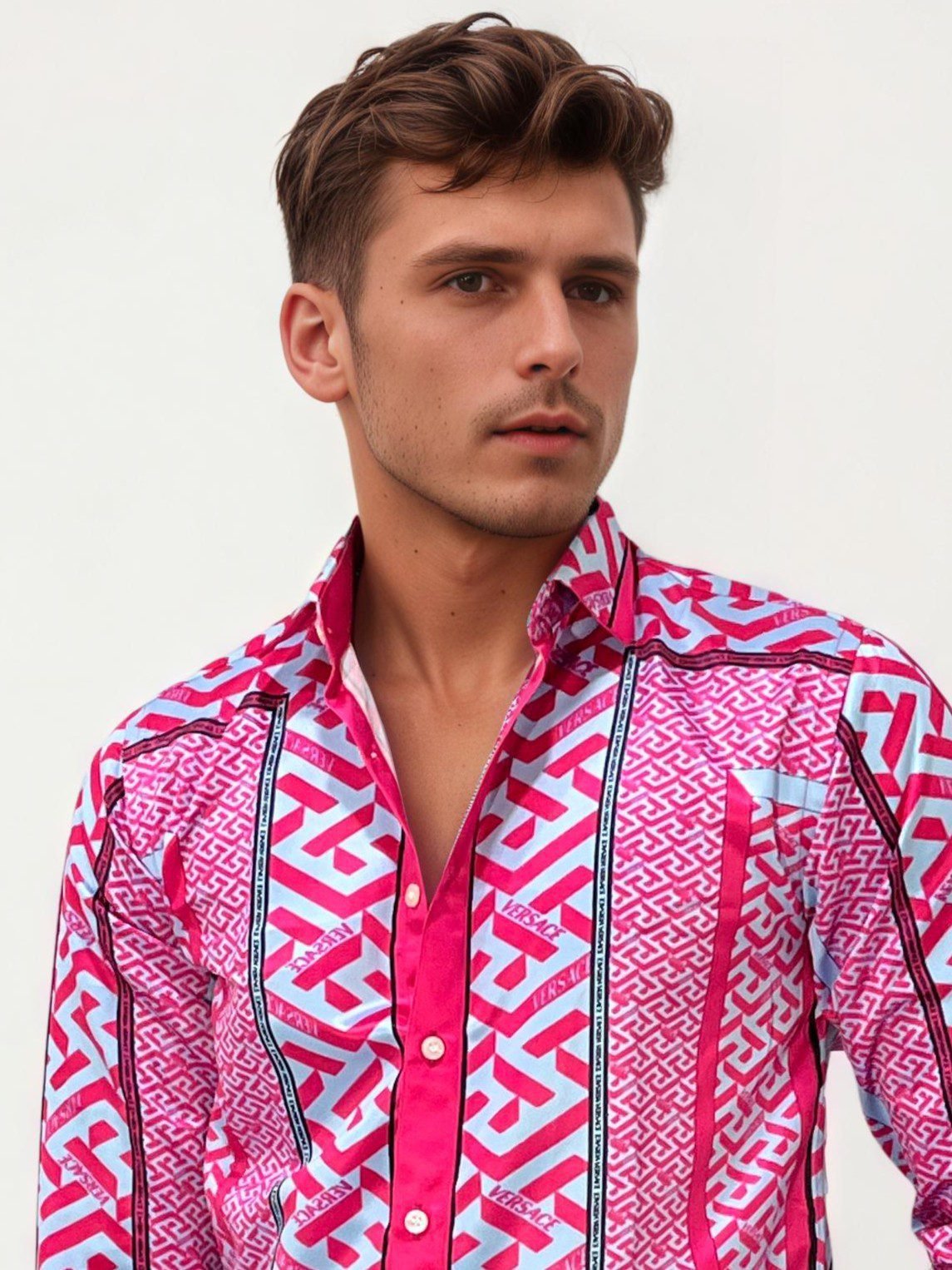 Satin Printed Shirt - Pink