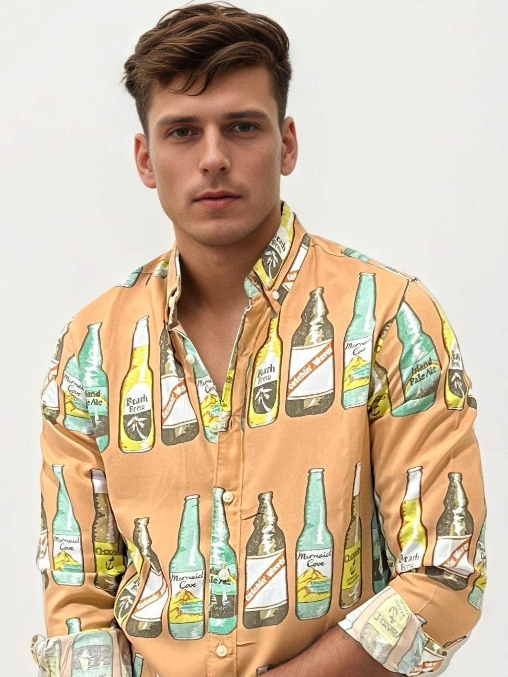 Orange Regular Fit Printed Shirt