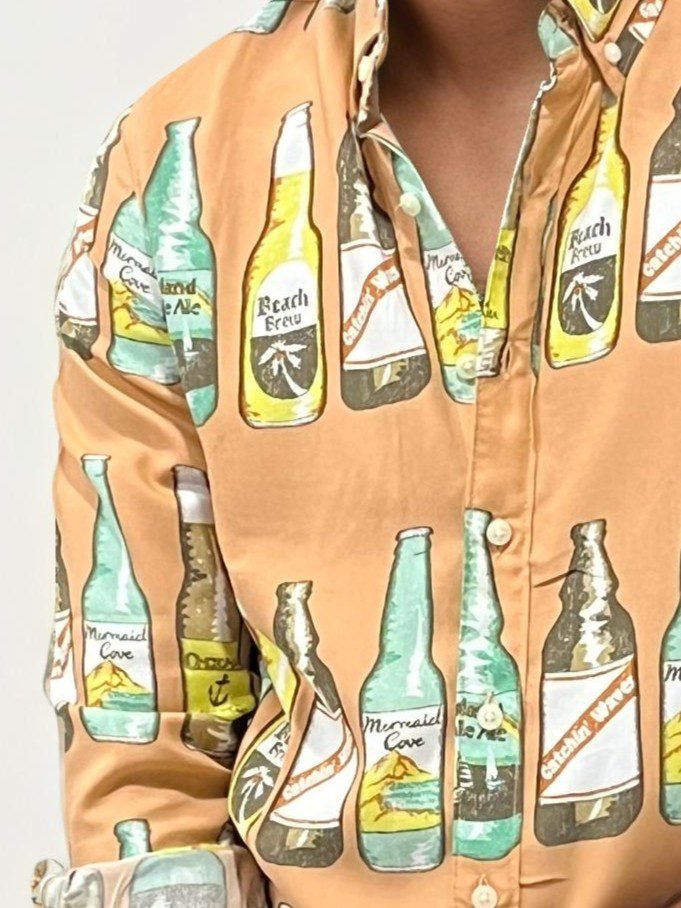 Orange Regular Fit Printed Shirt